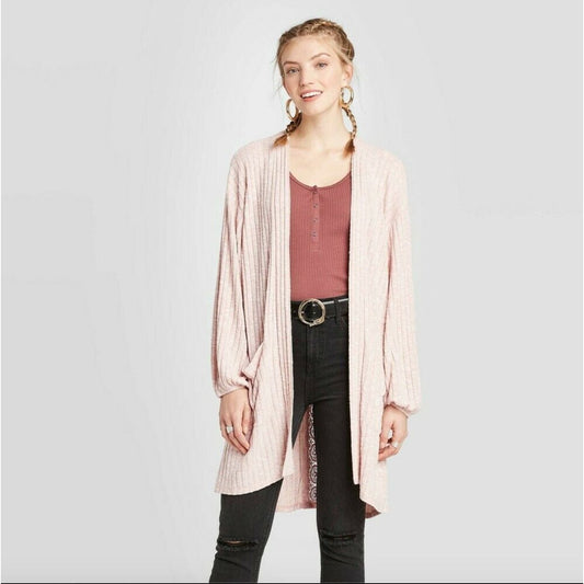 Sweater Cardigan Xhilaration Size XXL Women's Blush Long Sleeve Lace Trim Knit