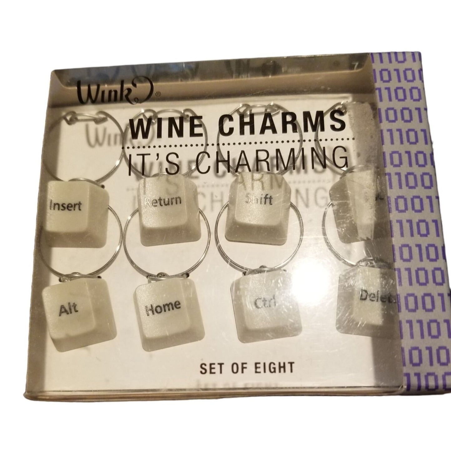Wink Wine Charms Set of 8  Key Board Keys Design