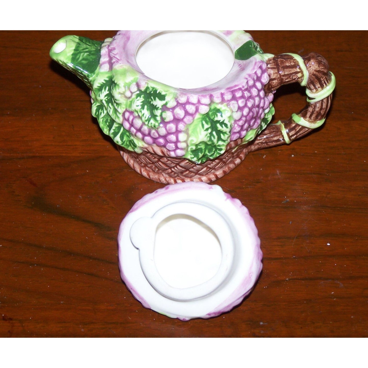 Tea Pot Decorative Ceramic Mini Tea Pot Teapot Grapes Clusters and Vines GKRO