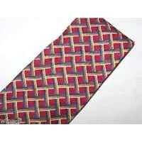 Tie Cocktail Collection Red Brown Blue Geometric Shape Silk  Made USA 60" 3 1/2"