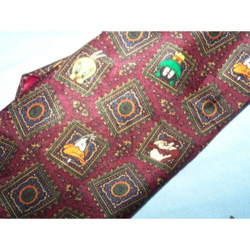 Tie Marvin Martian Tweety Sylvester Neck Tie Red Black  60 " Long  3 1/2"  Wide