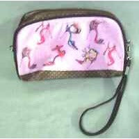 Cosmetic Bag Purse Pink Shoes Size Soft  Zip Top Carrying Strap  6 1/2" by  4"