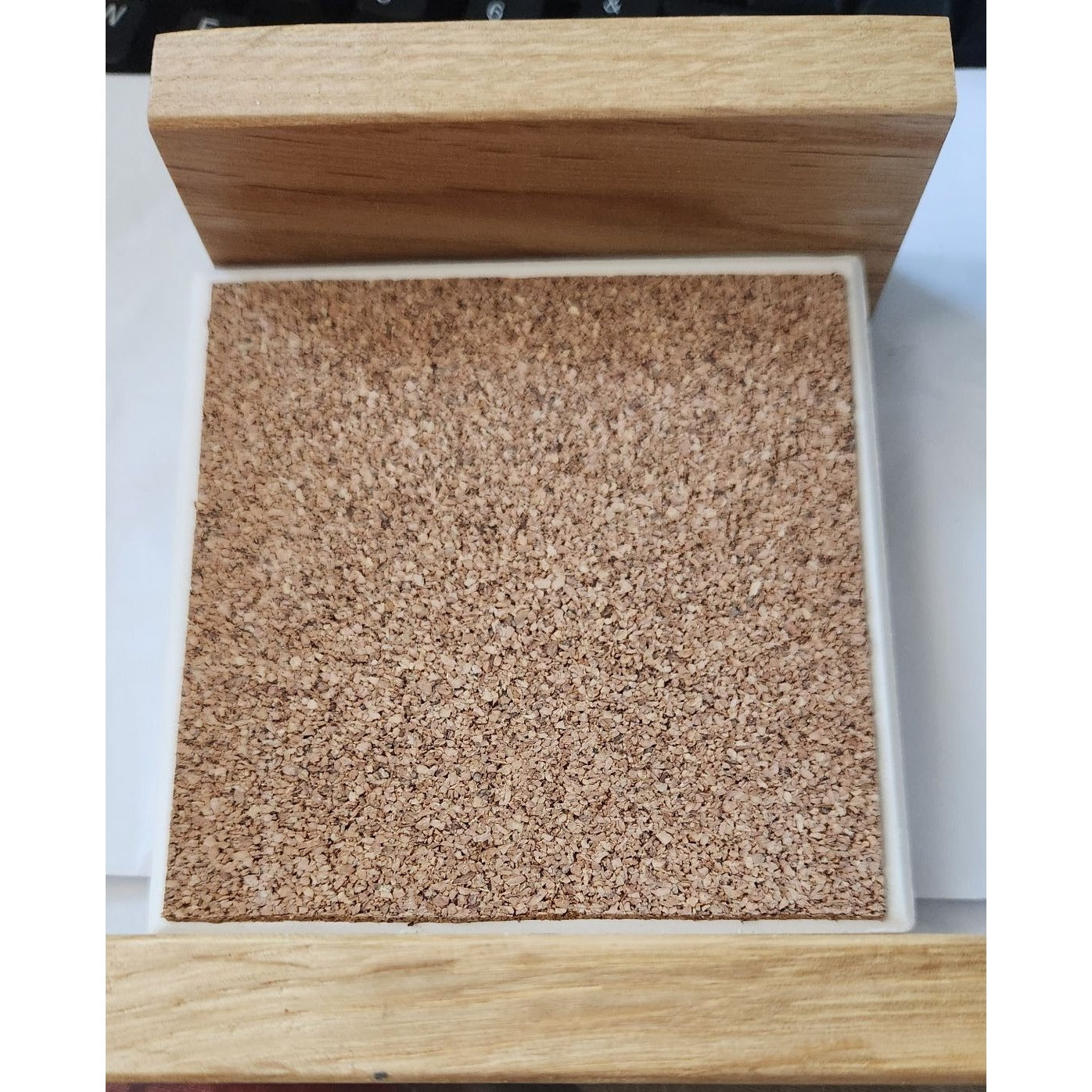 Absorbent Stone Coaster & Wood Tray Set of 4 Faberge Tiffany Cork Back