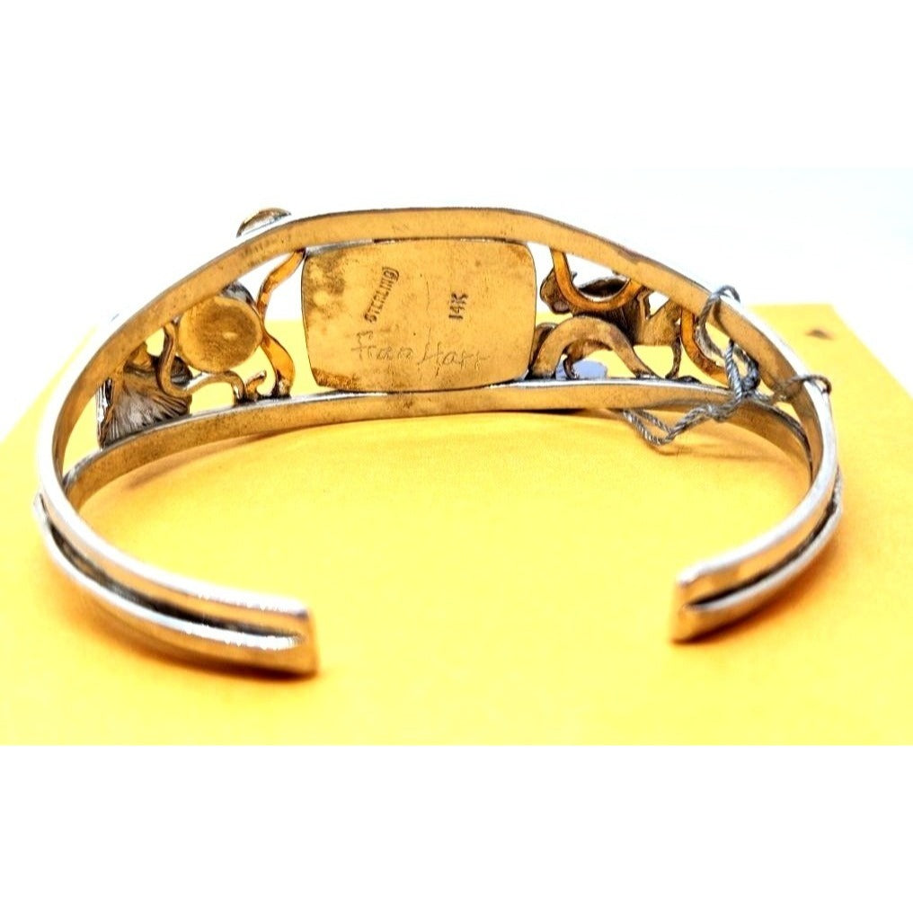 Bracelet Ocean Jasper Pearl Sterling Silver 14K Gold Accents Crab, Sea Shell ,