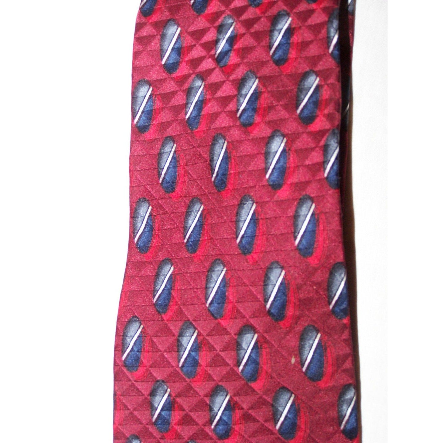 Tie J Z Richards Design Red Black Silver Silk 5205-7 Made in USA  60" L  4 " W