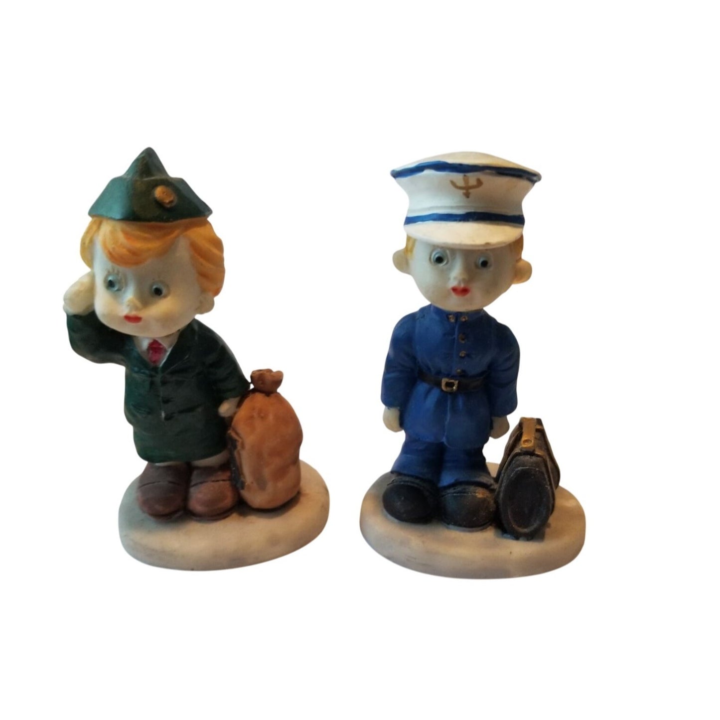 Statue set of 2  One Green one Green  3 1/2" tall 2" base
