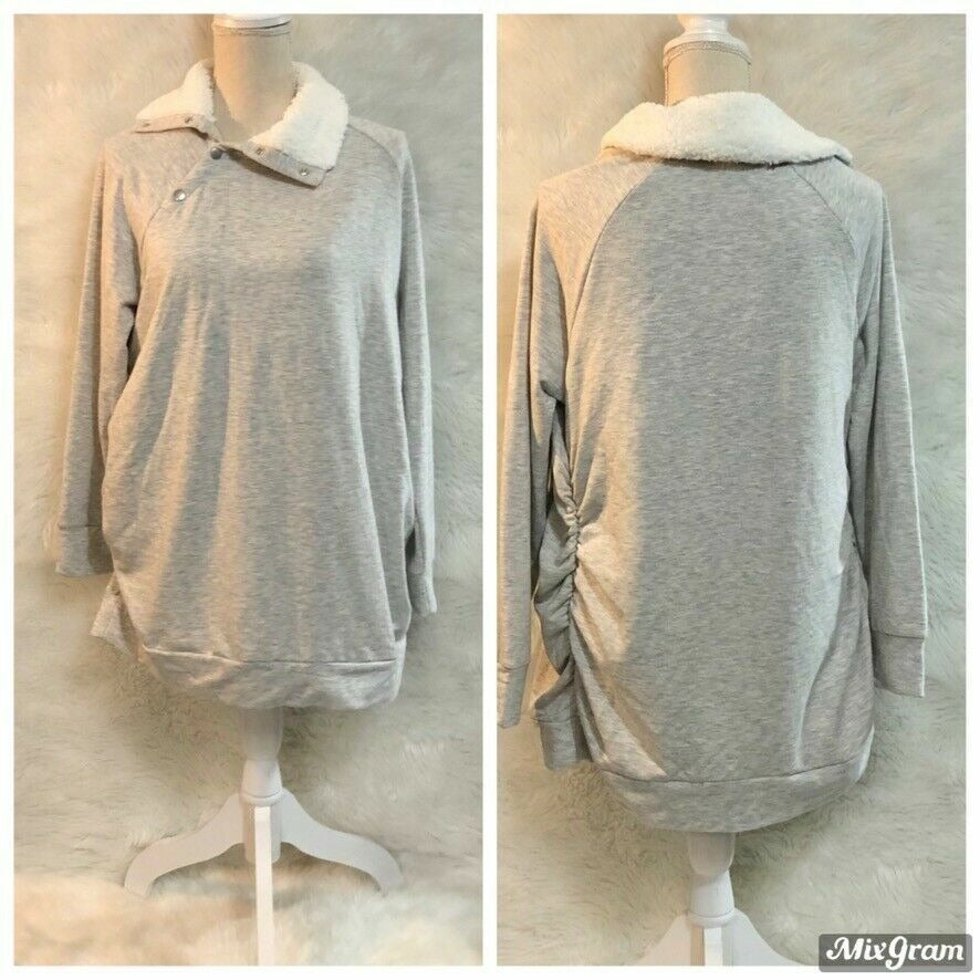 Sweatshirt Ingrid & Isabel Maternity Size Small Sherpa Fleece Light Heather Gray