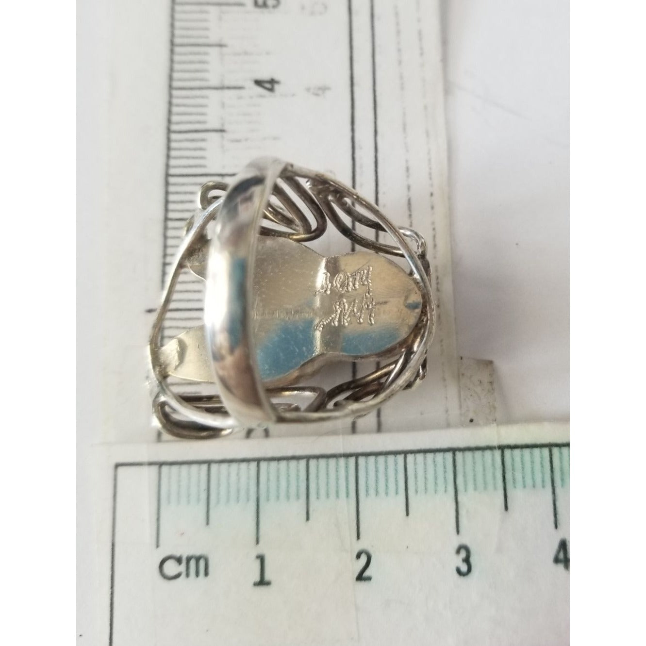 Ring Band Open Silver Baroque Pearl  3 cm wide  Size 10  10 gr 50 ct 3 cm x 3 cm  Jerry Fran Harr