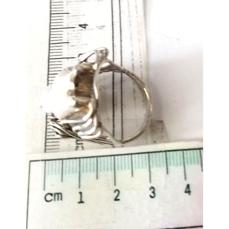 Ring Band Open Silver Baroque Pearl  3 cm wide  Size 10  10 gr 50 ct 3 cm x 3 cm  Jerry Fran Harr