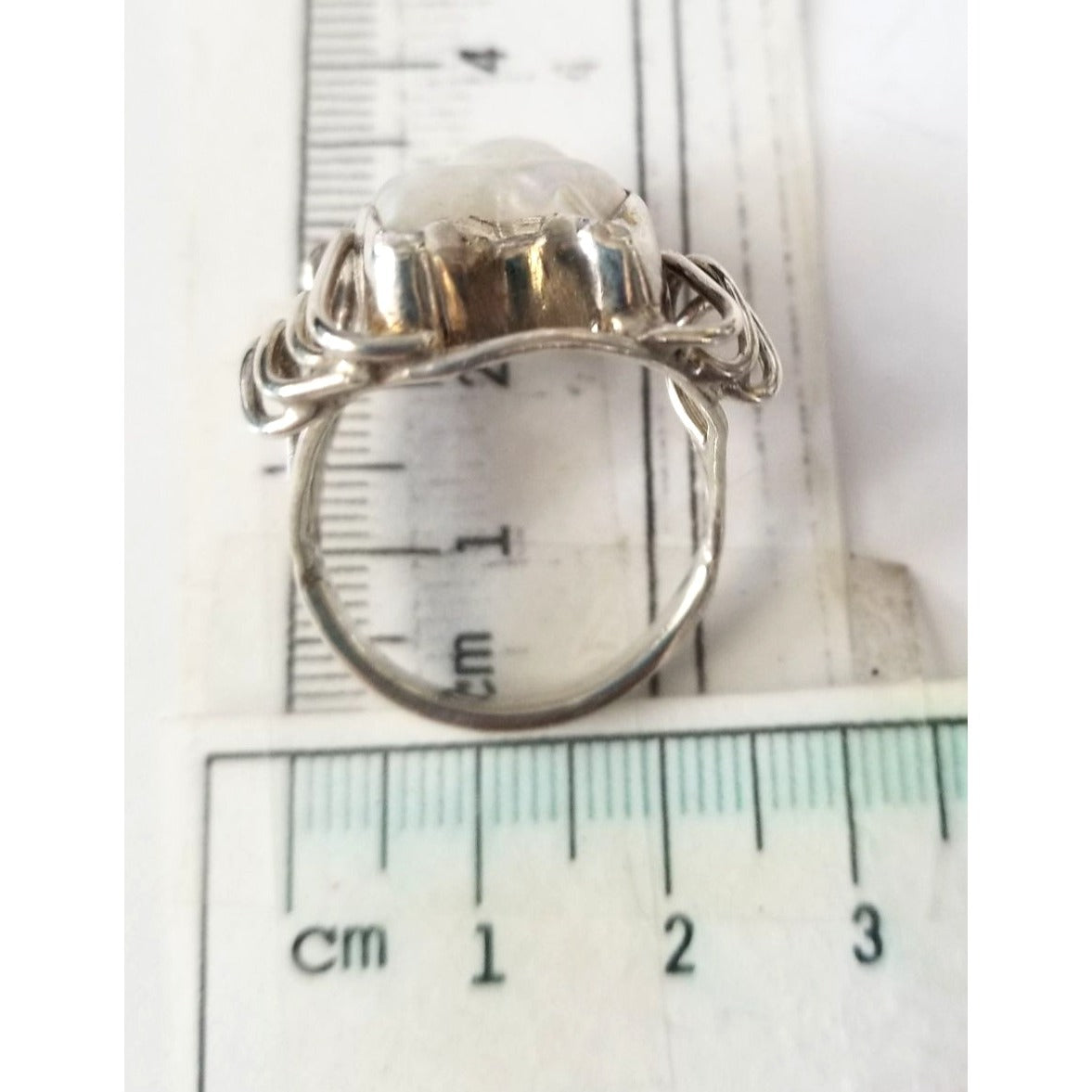Ring Band Open Silver Baroque Pearl  3 cm wide  Size 10  10 gr 50 ct 3 cm x 3 cm  Jerry Fran Harr
