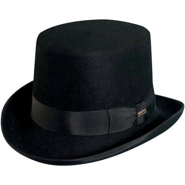 The Scala Wool Felt Top Hat is great for any and all formal occasions. This simple, yet elegant design is sure to turn heads. The 5" crown