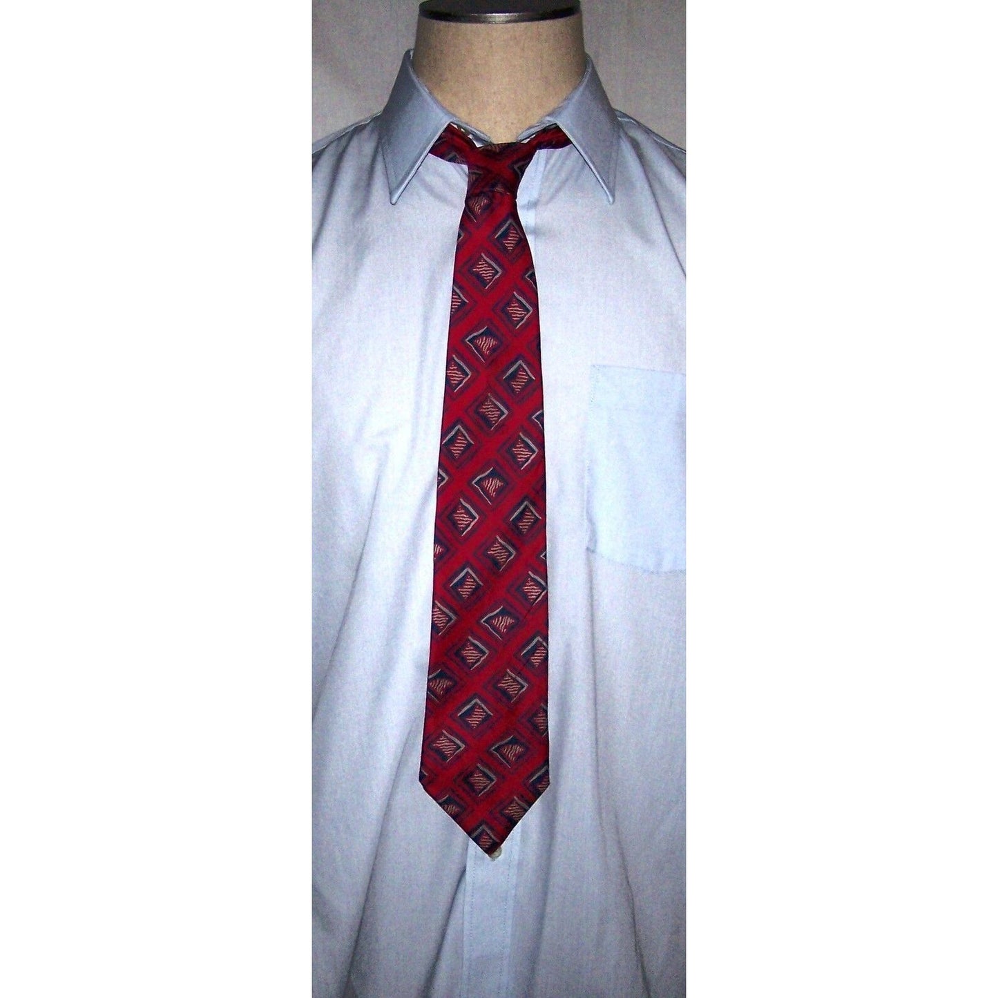 Tie Men's 100% Italian Silk Neck Tie Avanti California Red Geometric shapes Blue
