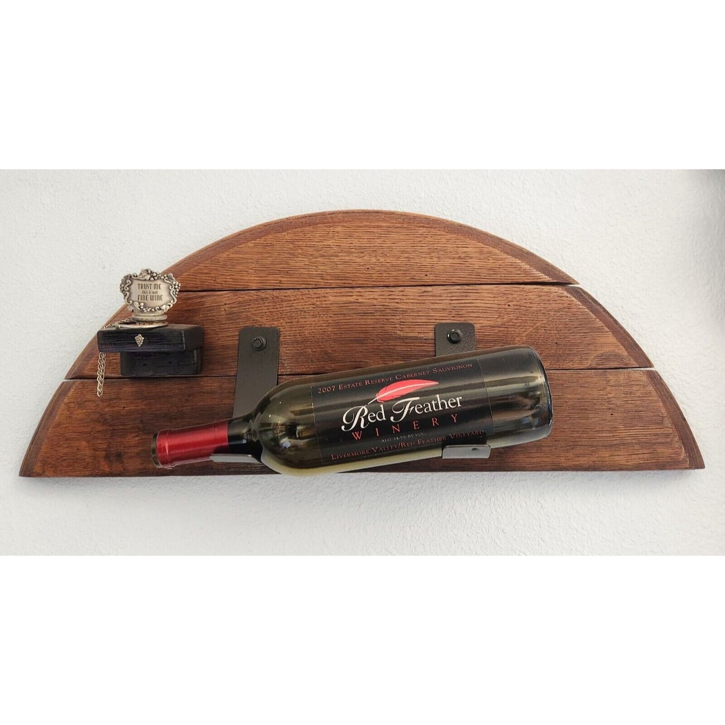 Wood Wine Bottle Holder 1 Bottle 1 Bottle Stopper Made from Wine Barrel and Ring