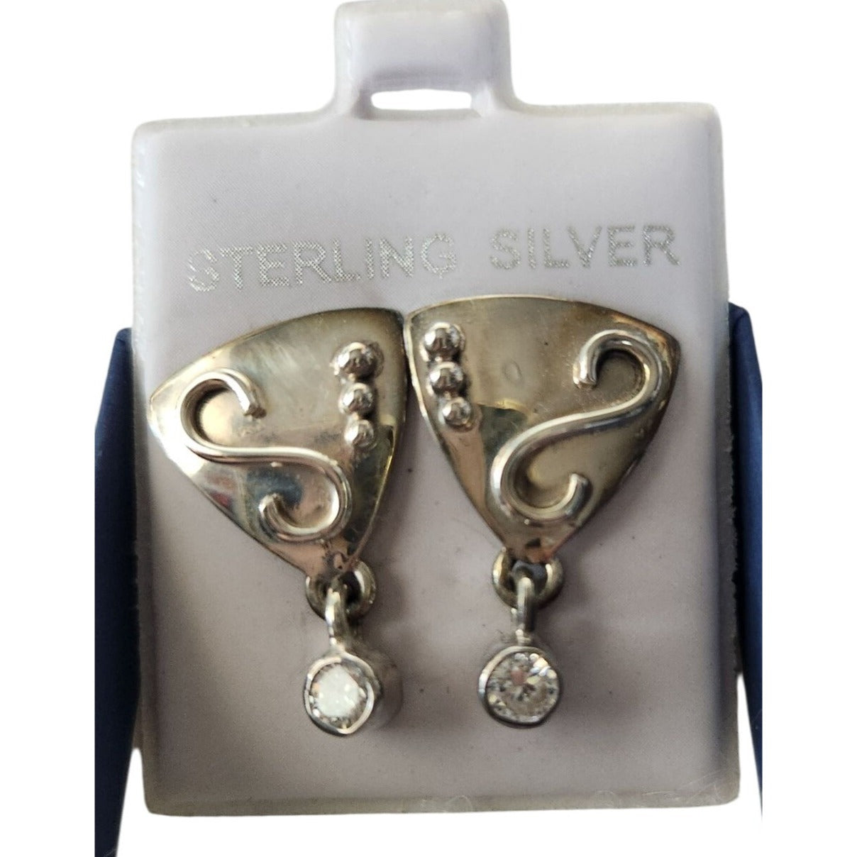 Earrings Lab Diamonds Post Silver Drop 4.8 gr  Jerry & Fran Harr Handmade