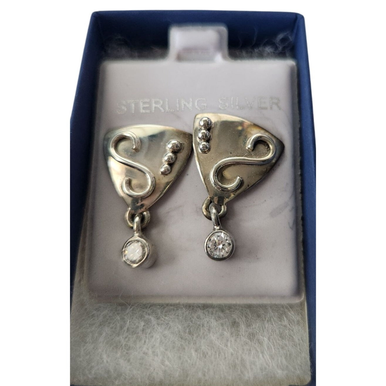 Earrings Lab Diamonds Post Silver Drop 4.8 gr  Jerry & Fran Harr Handmade