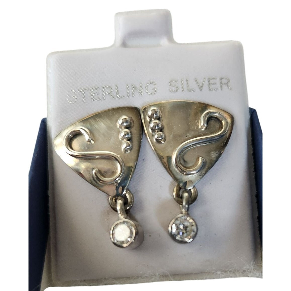 Earrings Lab Diamonds Post Silver Drop 4.8 gr  Jerry & Fran Harr Handmade