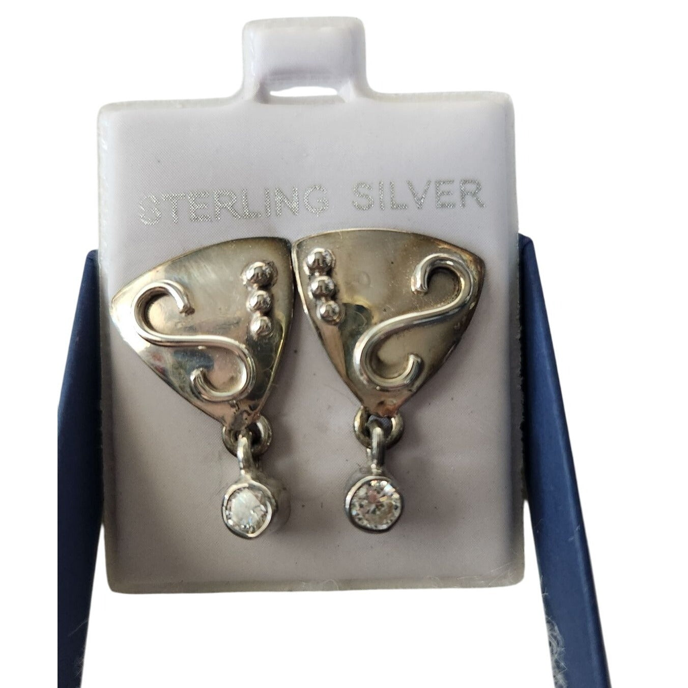 Earrings Lab Diamonds Post Silver Drop 4.8 gr  Jerry & Fran Harr Handmade