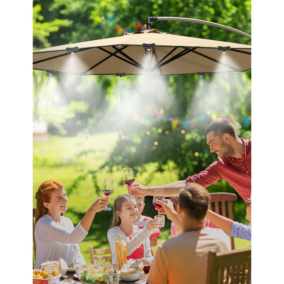Misters for Outside Patio 89FT(27.3M)+34 Brass Mist Nozzles +a Brass Adapter(3/4") Detachable Outdoor misting Cooling System  Garden Lekit