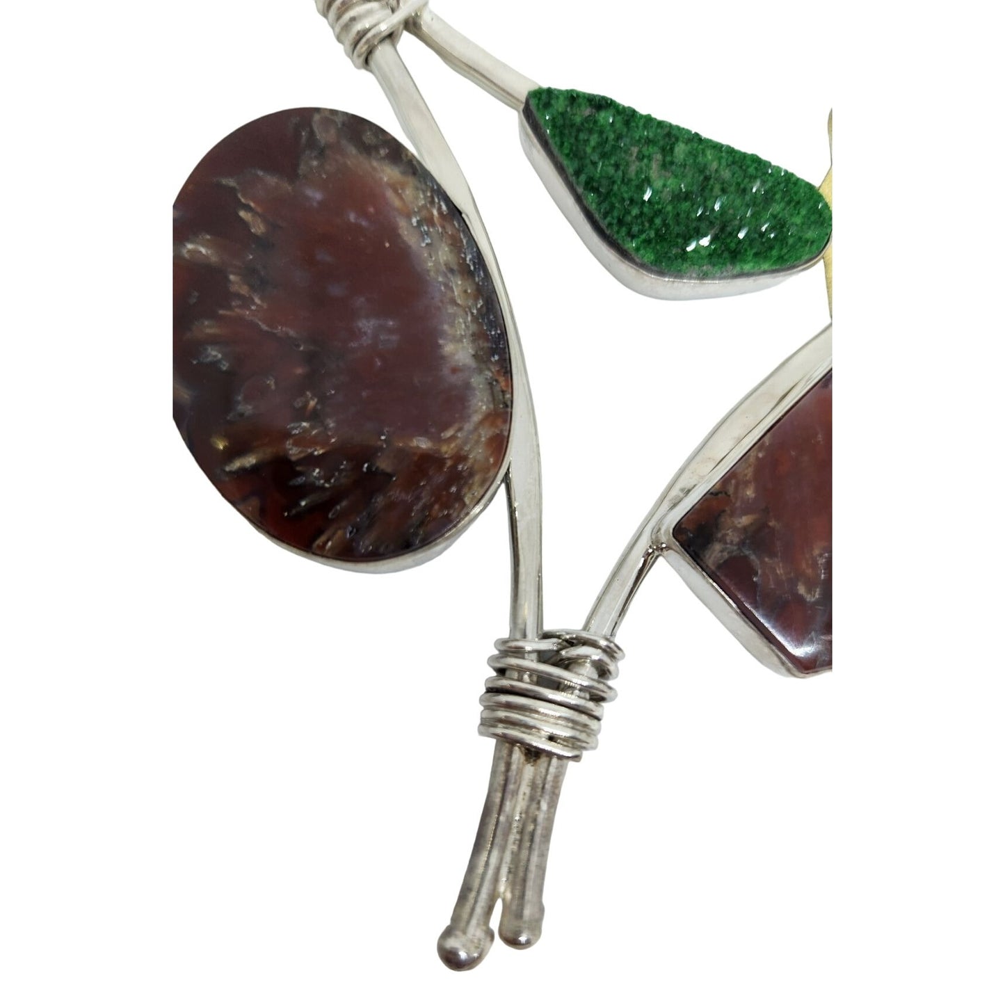 Pendant Plume Agate Druzy Silver 45.8 gr 925 Silver Jerry Fran Harr 85mm x 85mm x 85mm Triangle