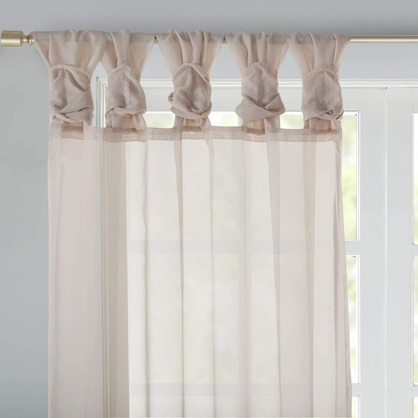 Madison Park DIY Twisted Tab Sheer Window Curtain Panel Pair Voile Privacy Drape