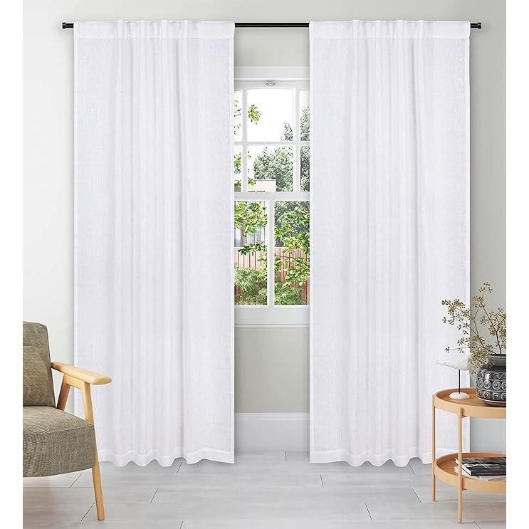 2 Pack Cotton Slub Curtain With Back Loop - 50 X 84" WHITE SKU 74562