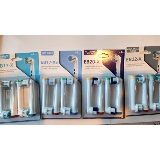 4 packs Replacement Toothbrush Heads Compatible 1 pack each EB17-X, EB17-XS , EB20x, EB22X Professional Electric Toothbrush Heads