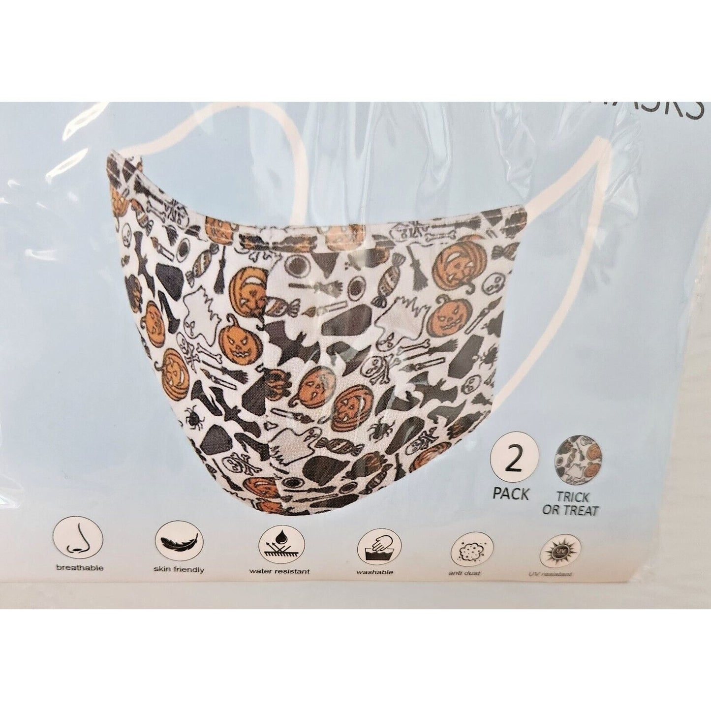 Primeware Mask Halloween Design Adult 2 pack 2 layers 100 % Polyester Washable