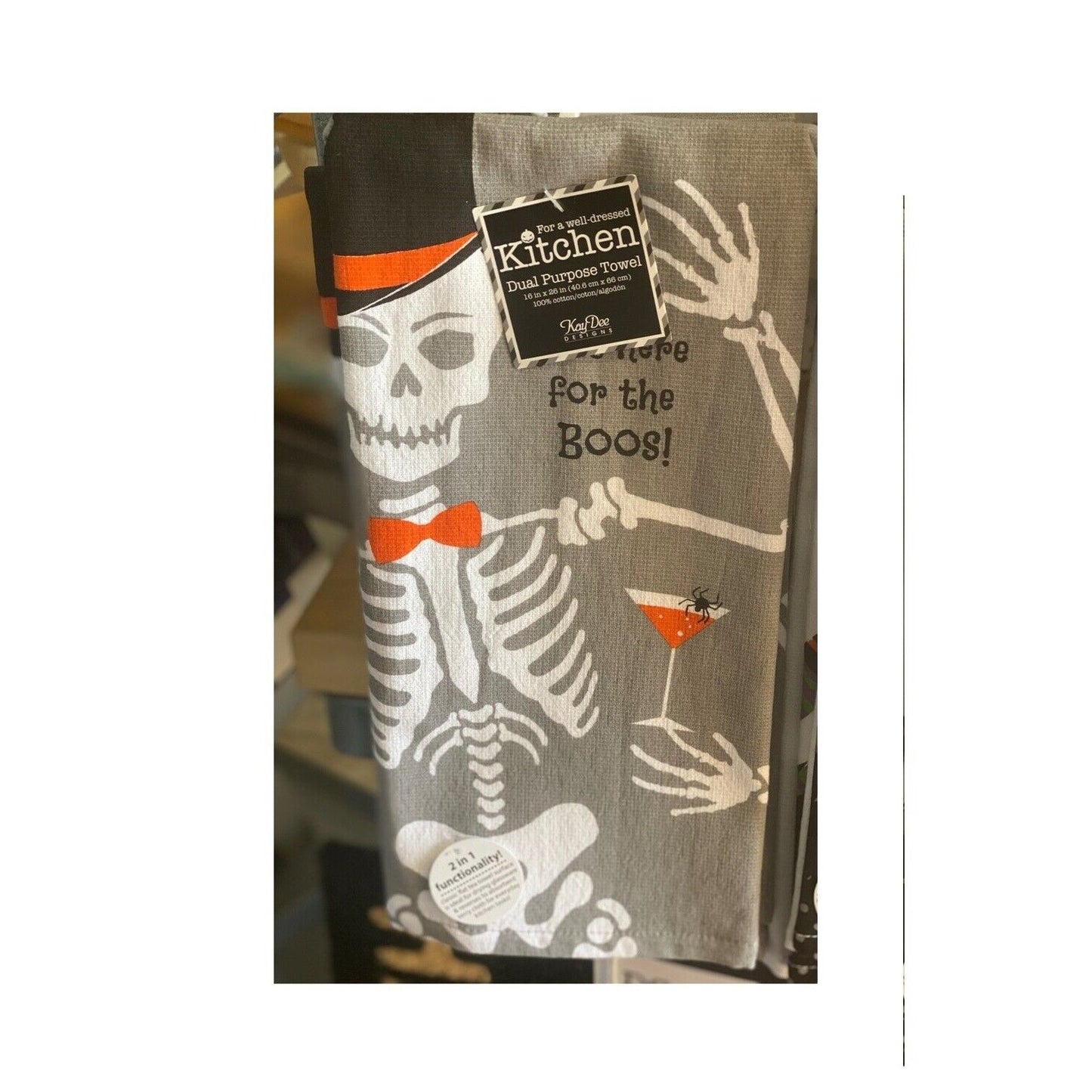 Kitchen Towel Kay Dee Designs I'm Here for the Boos Skeleton Glass Dual Purpose