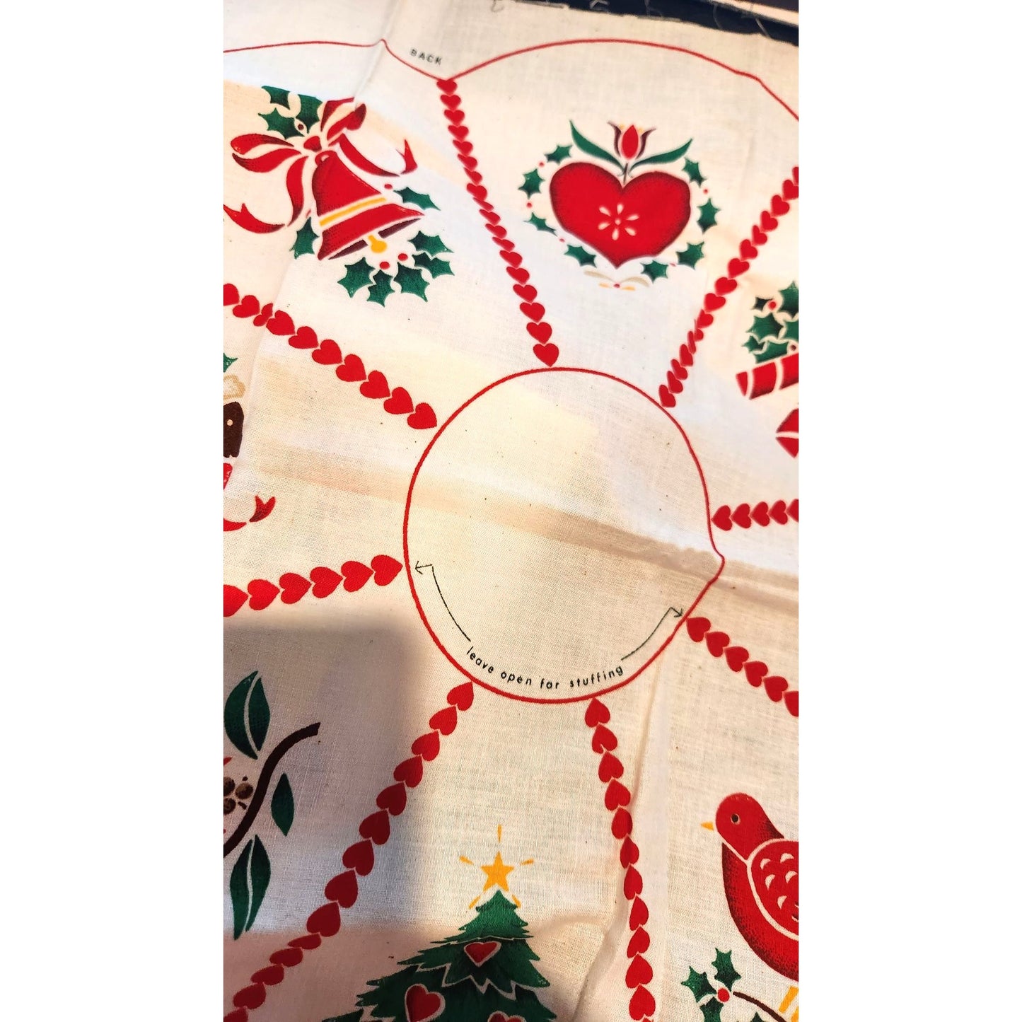 Craft Pattern Stencil Wreath Pillow Cranston Printworks 18" x 40" White Tree Bell Sheep Bird Heart Log Cabin Candy Canes Flower