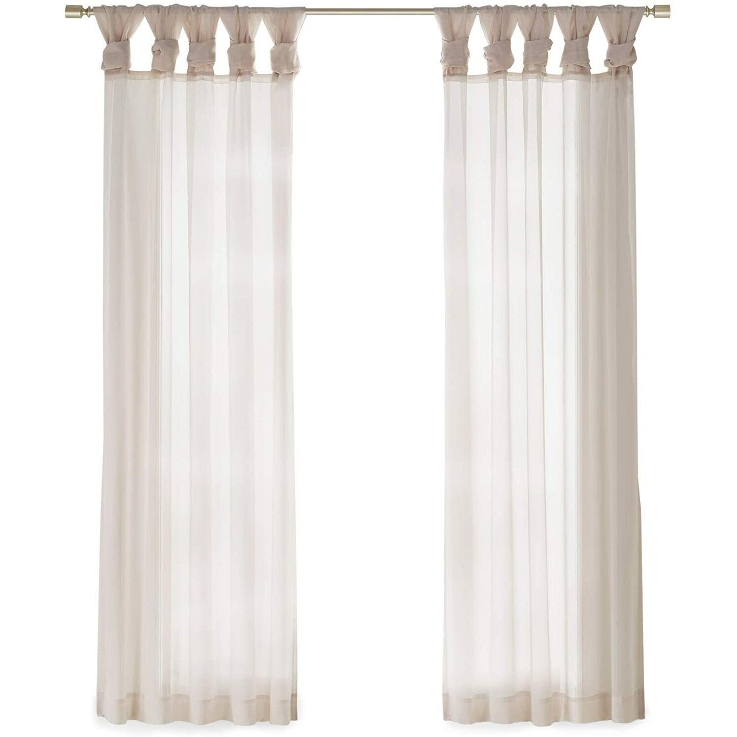 Madison Park DIY Twisted Tab Sheer Window Curtain Panel Pair Voile Privacy Drape