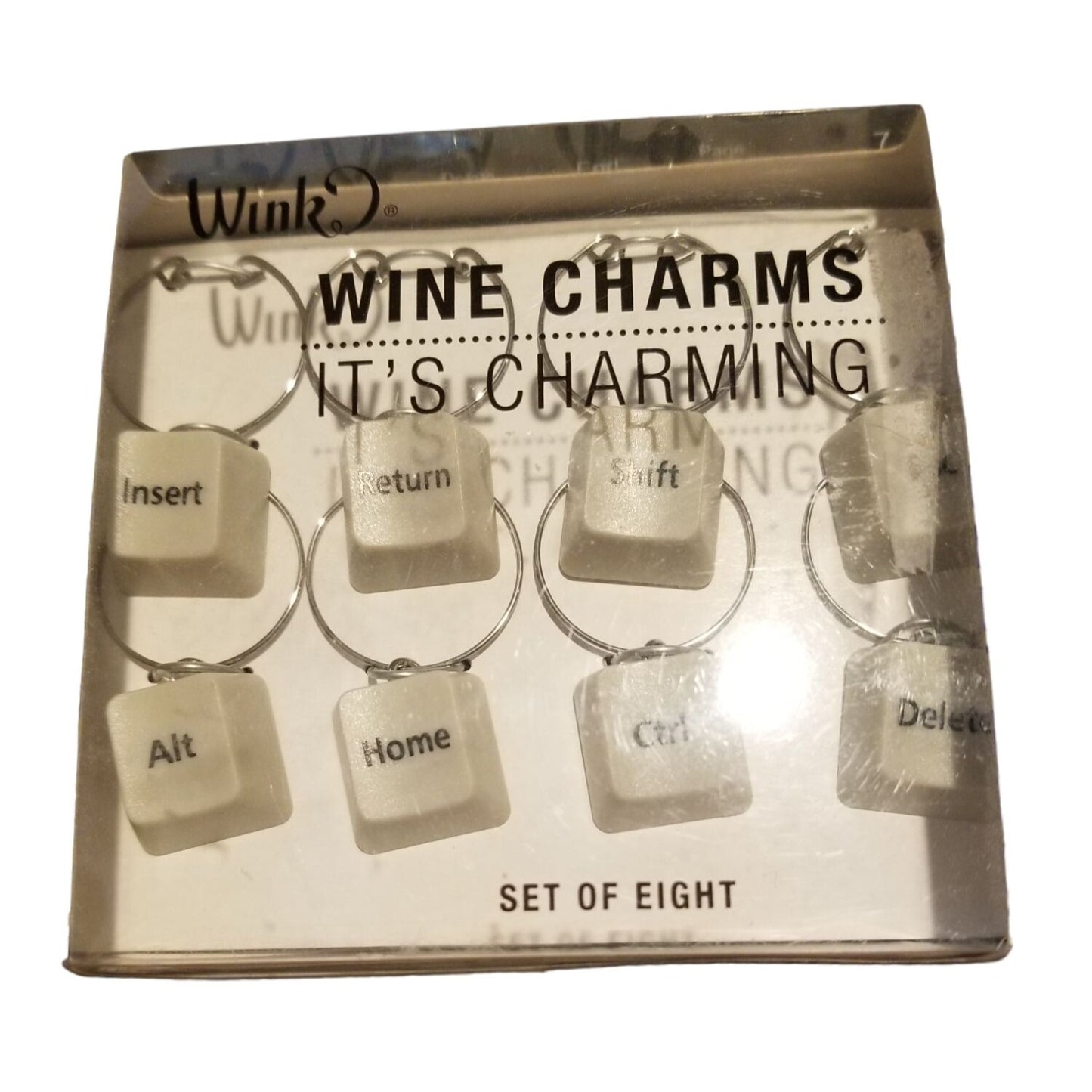Wink Wine Charms Set of 8  Key Board Keys Design