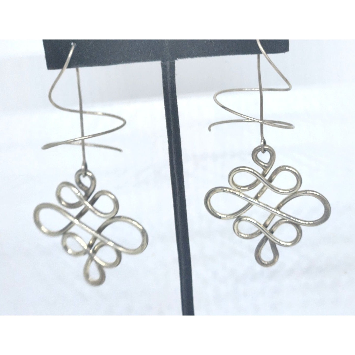 Earrings 925 Silver 12.1 gr Infinity Design Geometric 40mm Hanger 40mm x 80mm