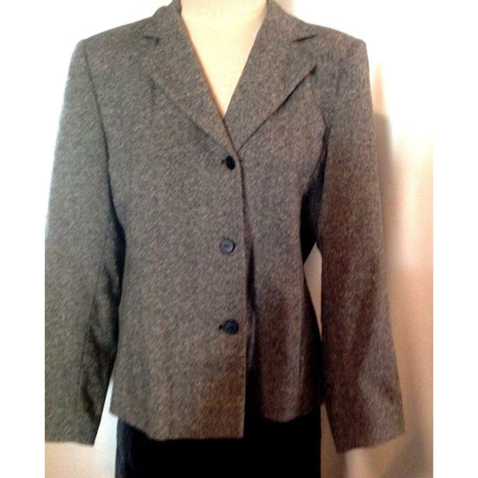 Jacket Women Liz Claiborne Size 10 Gray 3 Button Collar Long Sleeves Lined