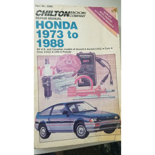 1973 -1988 Chilton Honda Repair Manual # 6980 Accord CVCC Civic CRX Prelude
