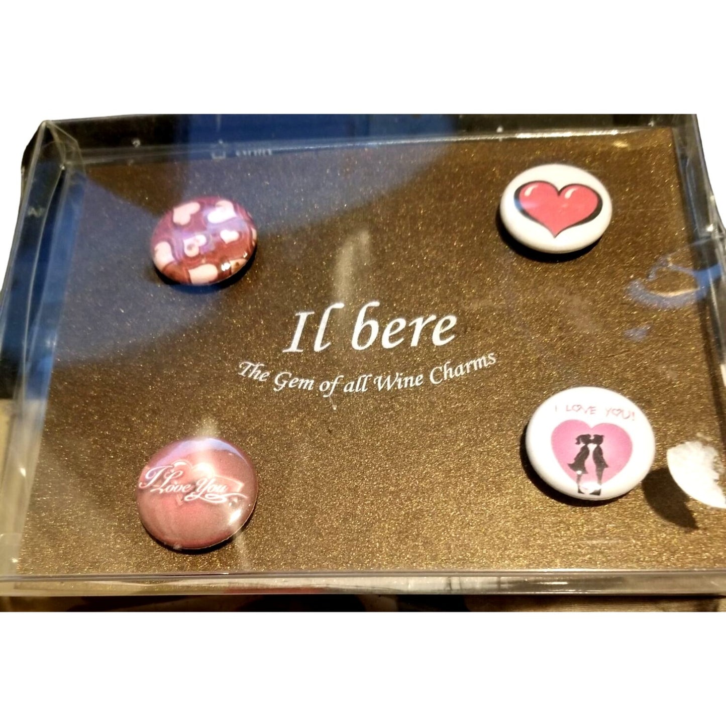 Wine Charms IL bere 4 piece Magnetic I love you Hearts 5