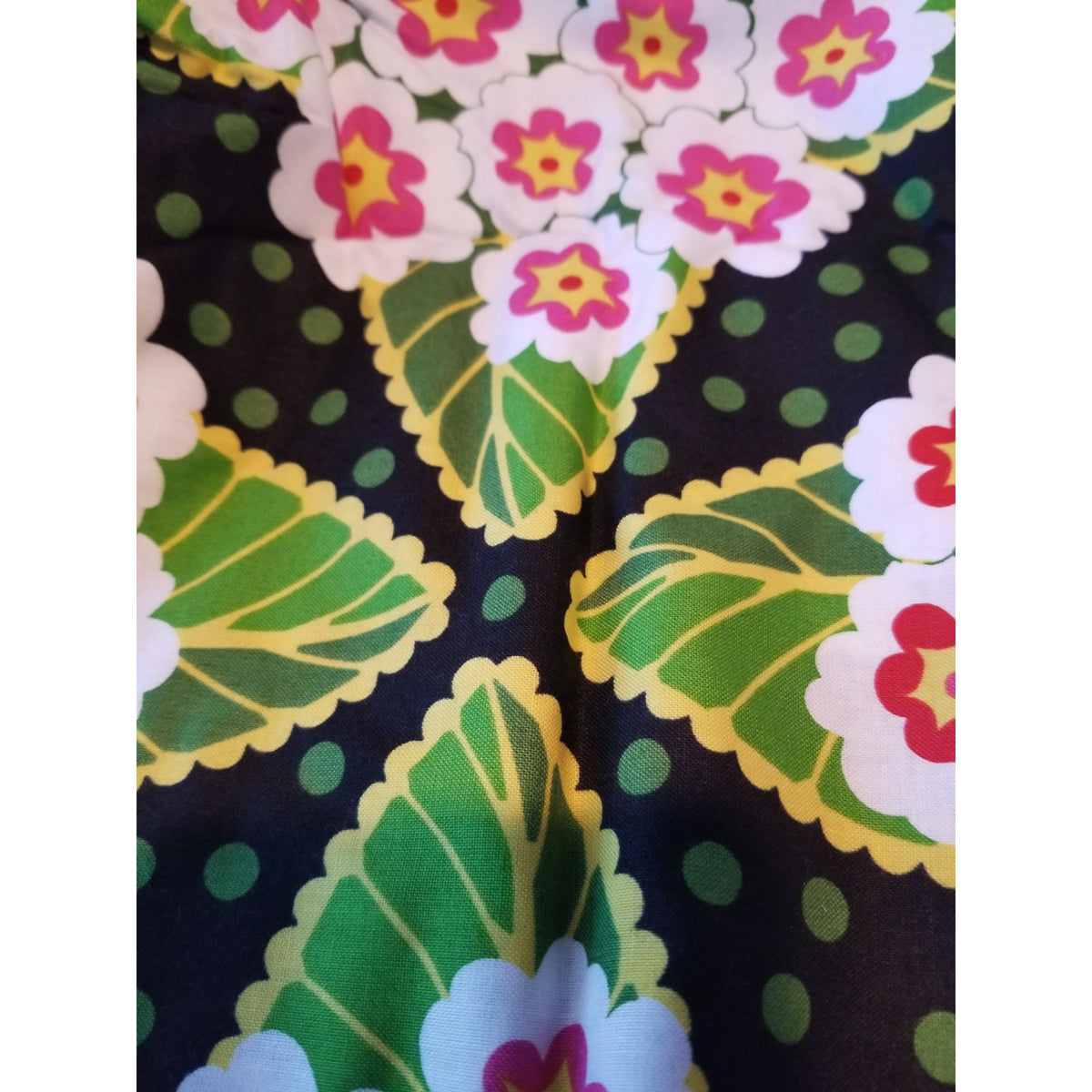 Material Black  Fabric Big Flowers Red White Green Leaves Fabric    46" x 36"   Cotton Craft Clothing fabric Joann  Fabric