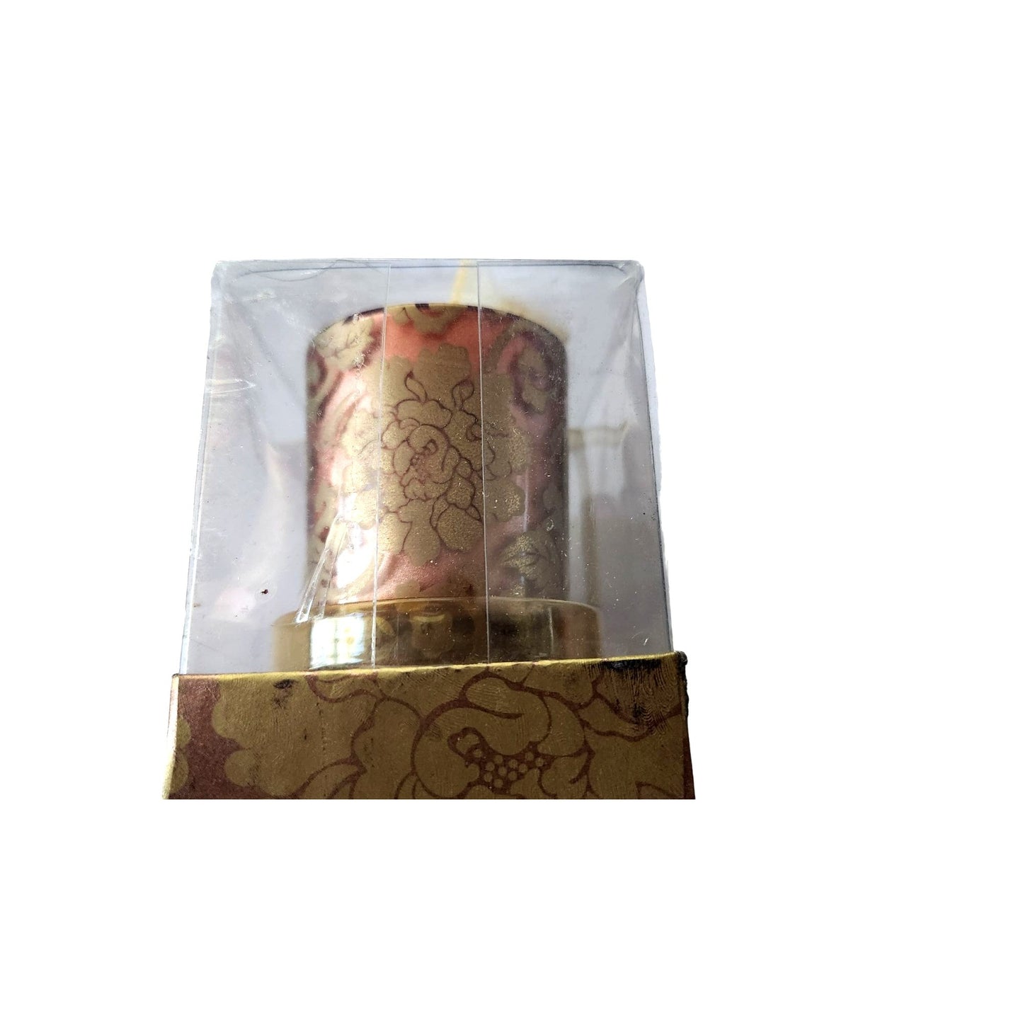 Candles Brown Gold Flowers Roses Votive  2 1/2 " Tall 2" Top Gift Box Set of 3 Sparkle Top
