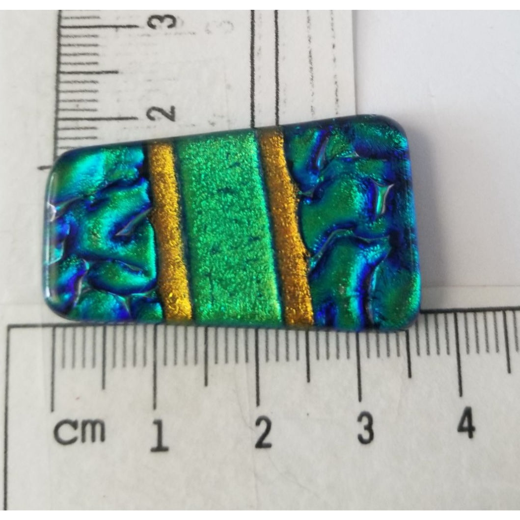 Gemstone Loose Set of 3  Dichroic glass 58.5 ct  11.7  gr 1 x 2.5 cm  3.5 x 3.5cm  # 9 Green Blue Gold