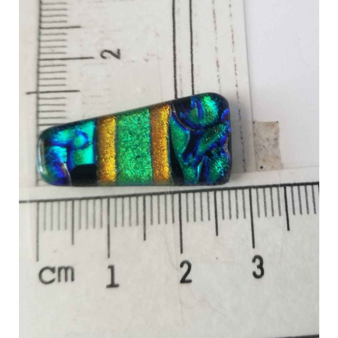 Gemstone Loose Set of 3  Dichroic glass 58.5 ct  11.7  gr 1 x 2.5 cm  3.5 x 3.5cm  # 9 Green Blue Gold