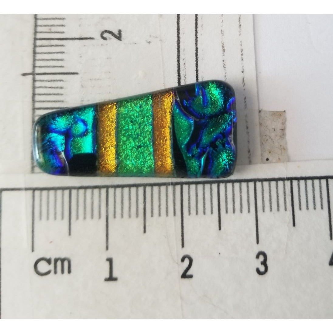 Gemstone Loose Set of 3  Dichroic glass 58.5 ct  11.7  gr 1 x 2.5 cm  3.5 x 3.5cm  # 9 Green Blue Gold