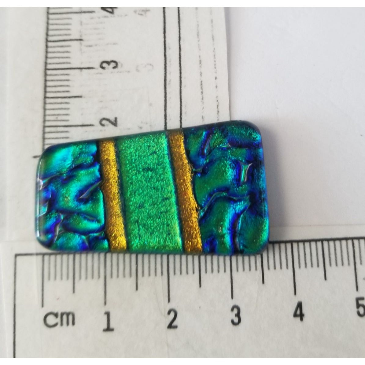 Gemstone Loose Set of 3  Dichroic glass 58.5 ct  11.7  gr 1 x 2.5 cm  3.5 x 3.5cm  # 9 Green Blue Gold