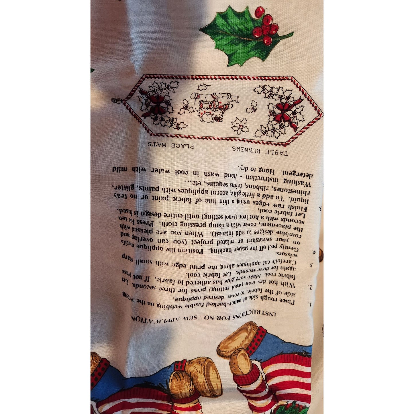 Craft Kit Peppermint Teddy Bear Applique  45" x 36"  Angels Teddy Bears Ornaments Bows