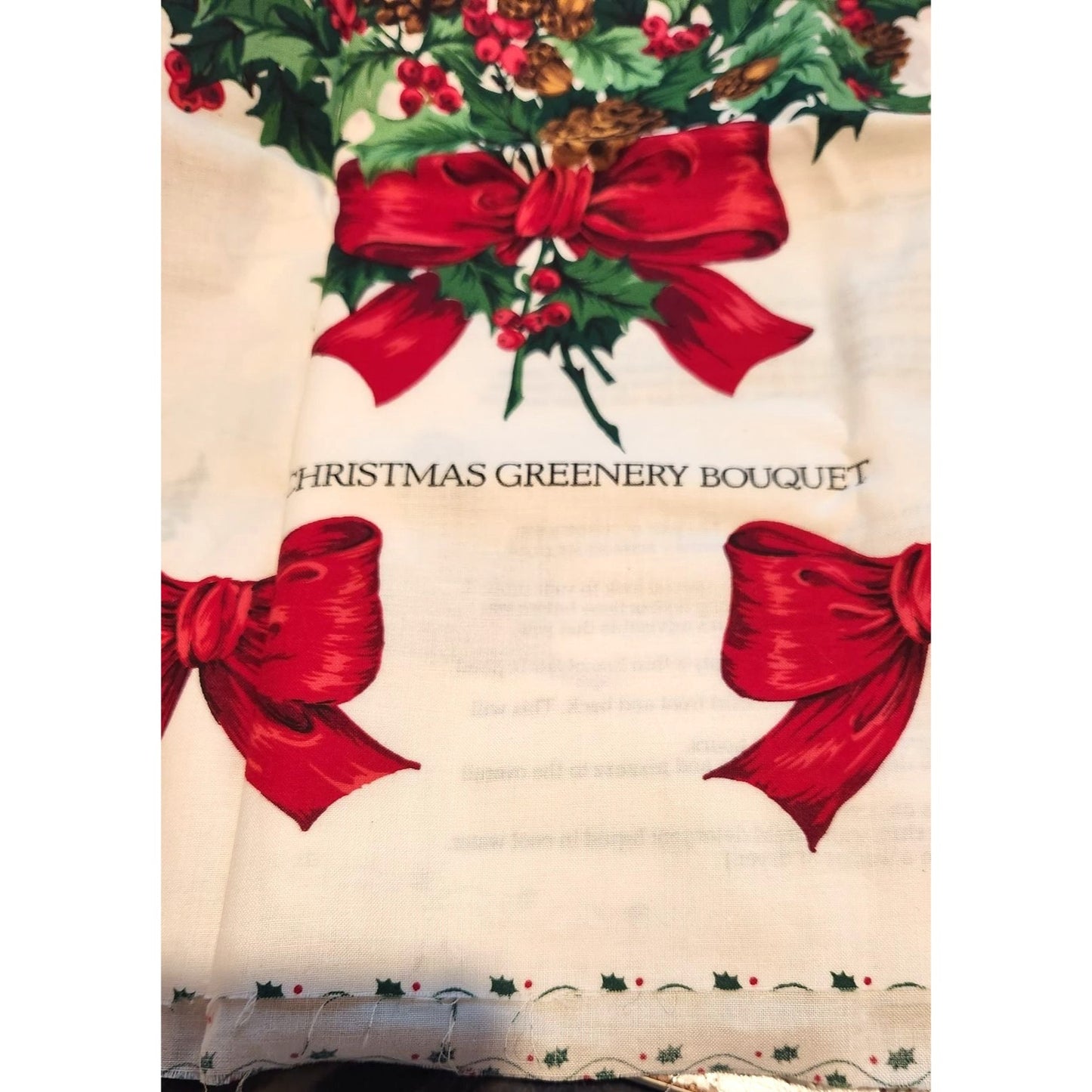 Craft Kit  Christmas Greenery Wearable Art Flowers Birds Ribbon Bows 46" x 36"