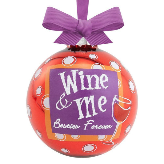 Ornament Epic Products Wine and Me Besties Forever Glass Bulb Multicolor Boxed