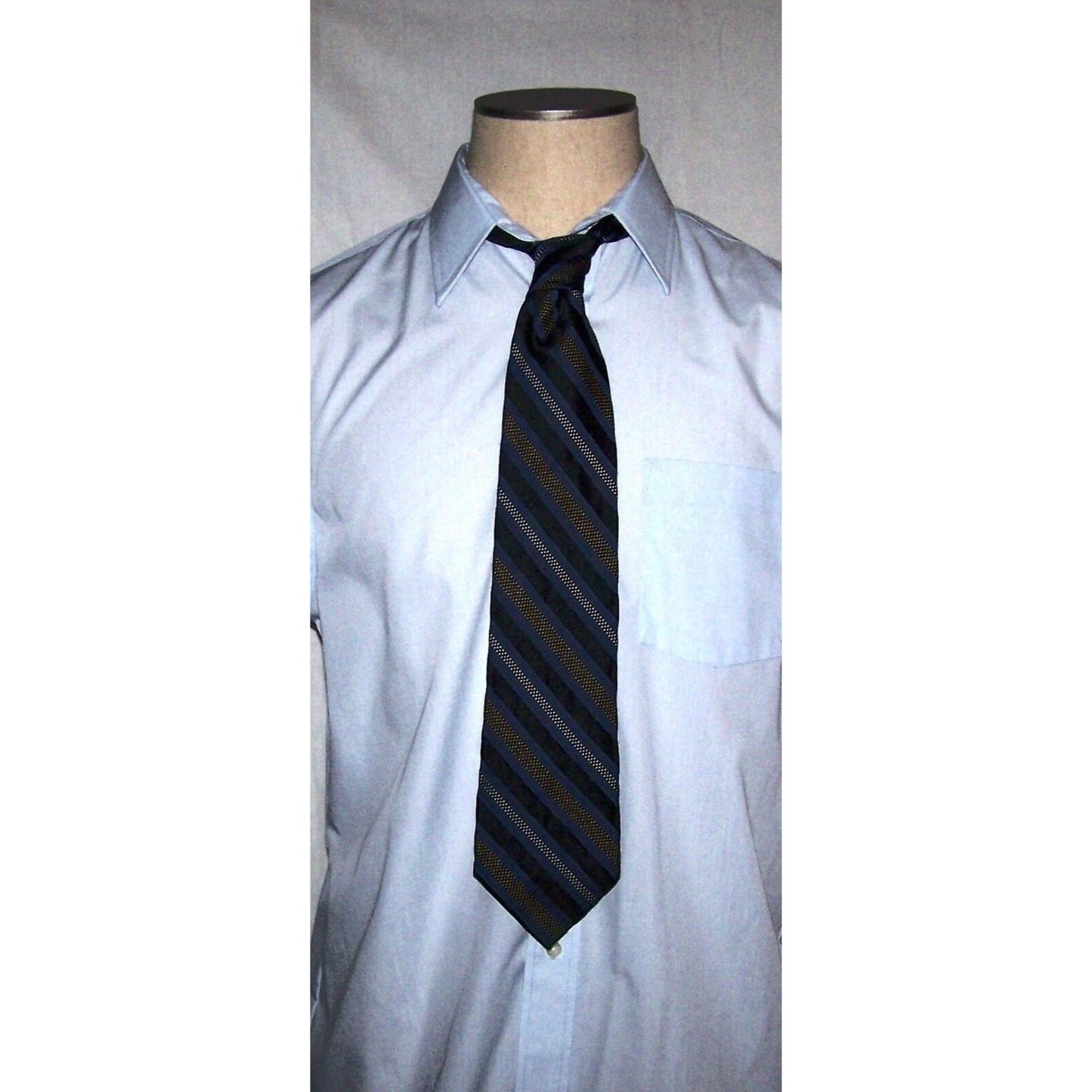 Tie Men's Polyester/Silk Neck Tie Calvin Klein Brown  Blue Stripe