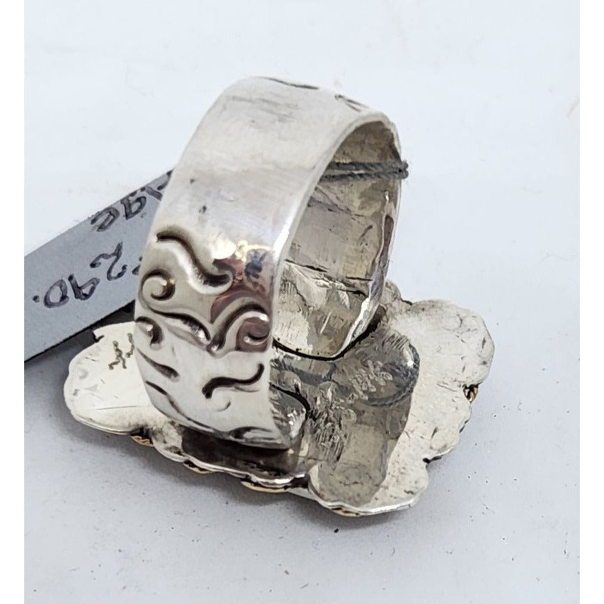 Morrison Ranch Jasper Ring 13.9 Gr Size 11 90mm x 22mm Fran Harr 14K Gold 925 Silver