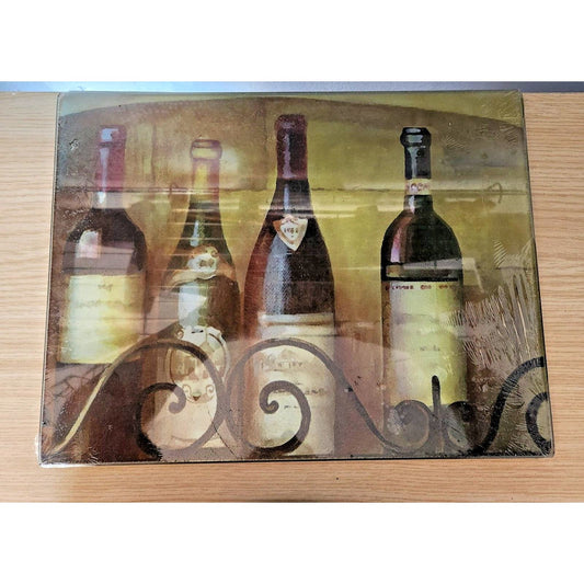 Anchor Tempered Glass Cutting board Wine Bottles   14 " x 8 "