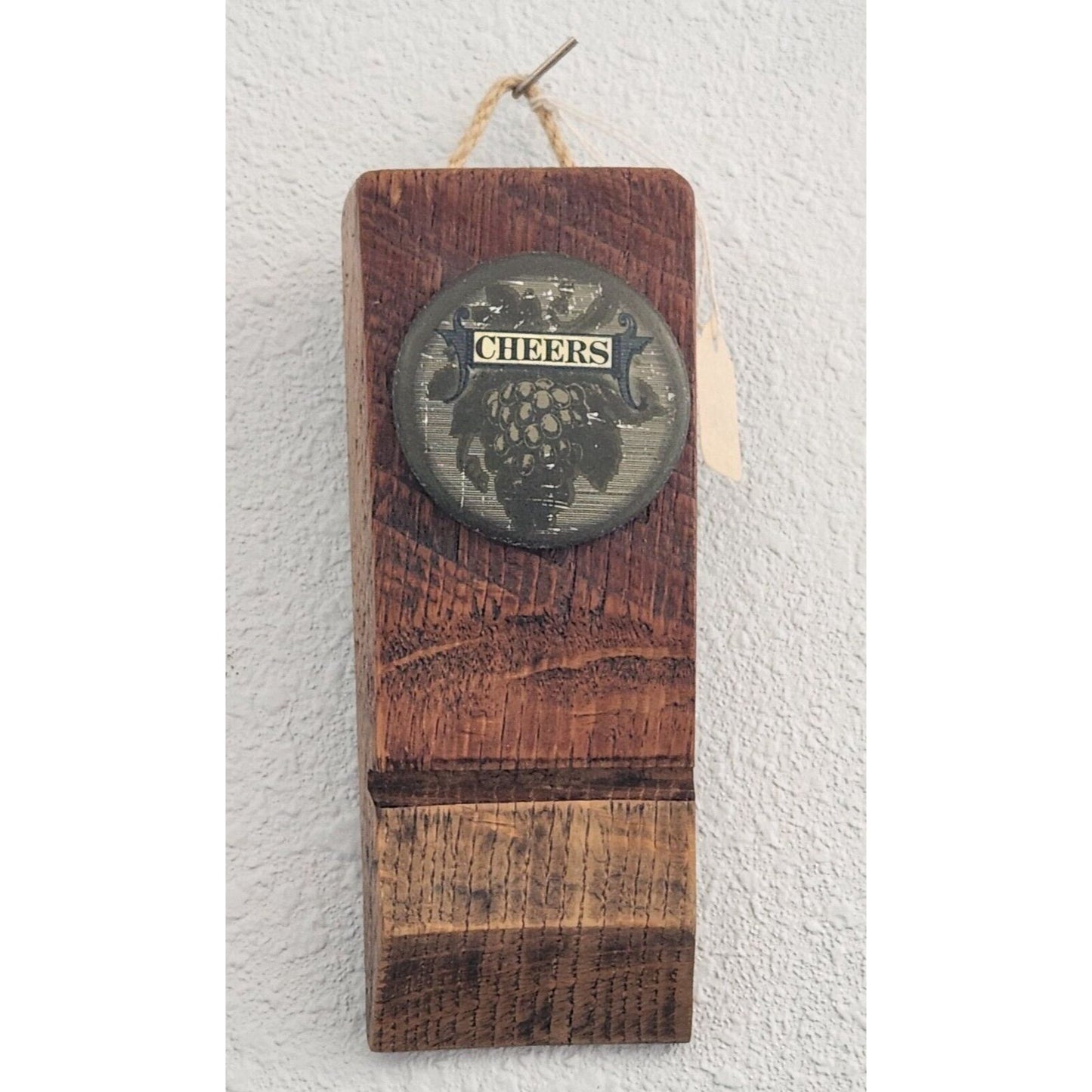 Wine Barrel Wood Sign Grape Cluster button Wine Stave Stained Hanger