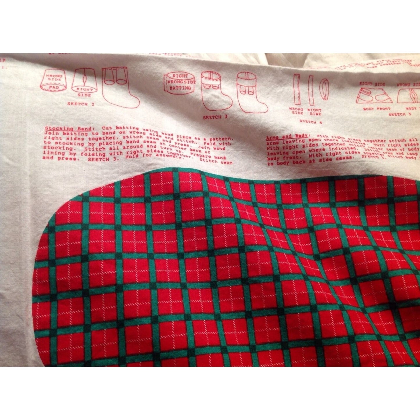 Material Fabric Christmas Stocking Bear Santa Pattern Instructions