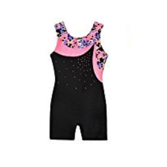 Unitard Size Med Freestyle by Danskin Girls' Color blocked Biketard Black Dance